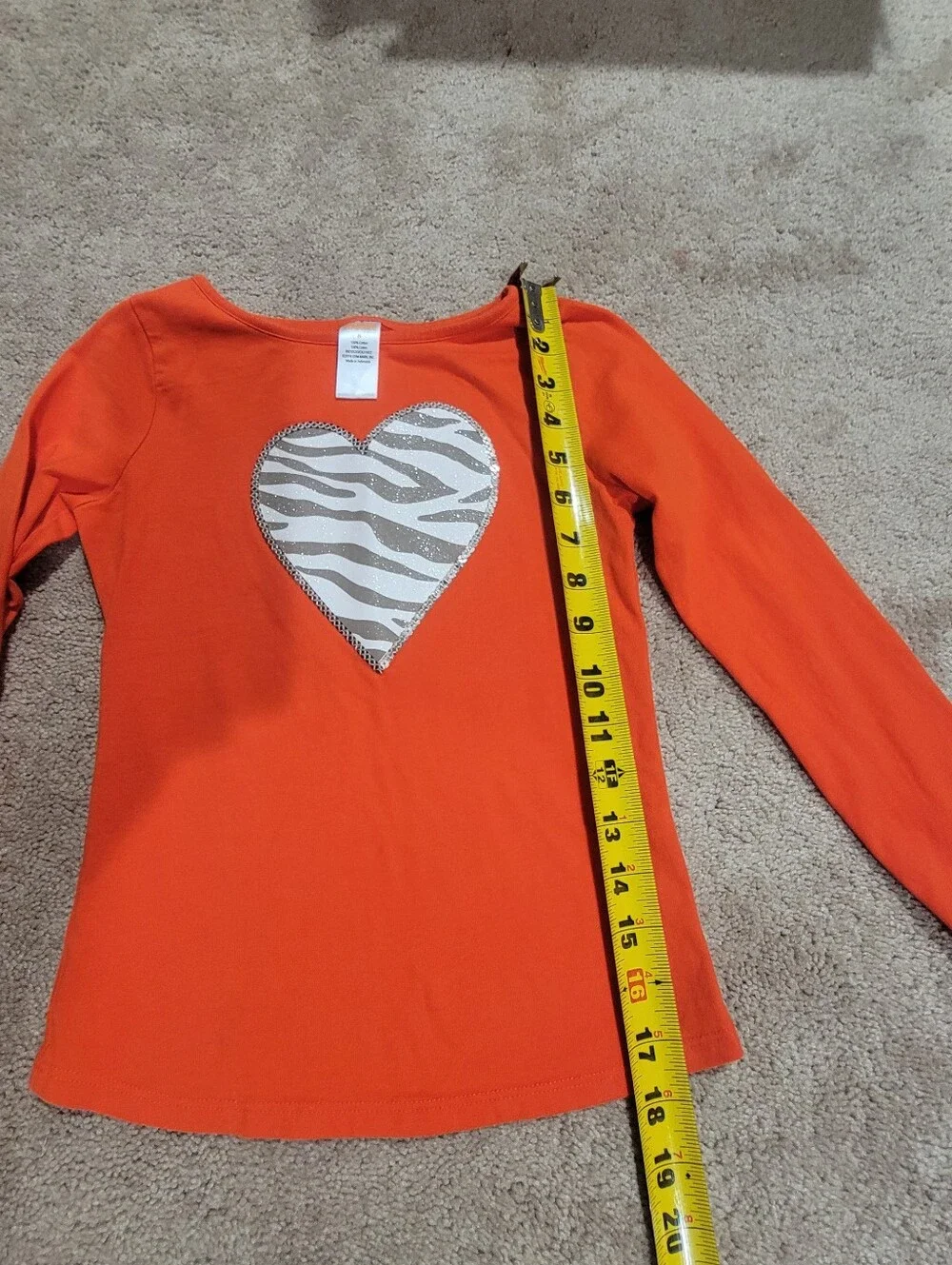 Gymboree Girls' Orange Long-Sleeve Top with Zebra Heart Accent